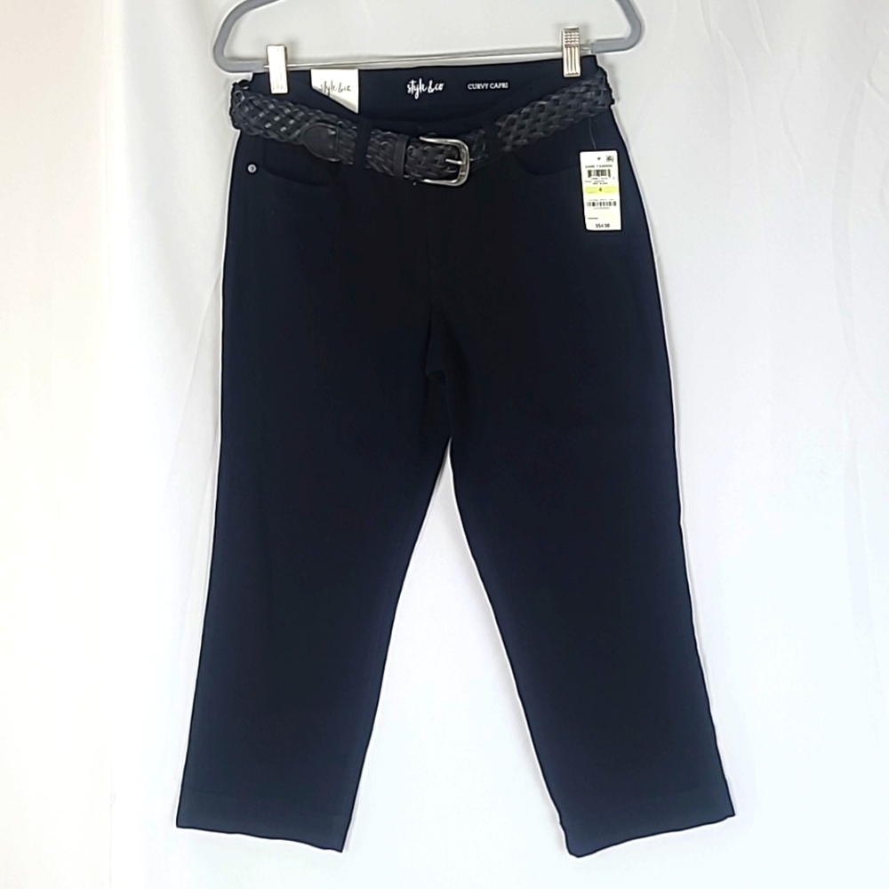 Style & Co women 4 mid‎ rise curvy capri pants deep black